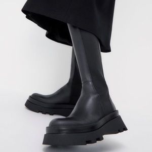 Zara lug sole tall boots black 6.5